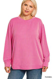 Zenana Full Size Raised Rib Round Neck Long Sleeve Top Plus Size - Trendsi - Flyclothing LLC