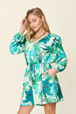 Double Take Full Size Floral Long Sleeve Romper with Pockets - Trendsi - Flyclothing LLC