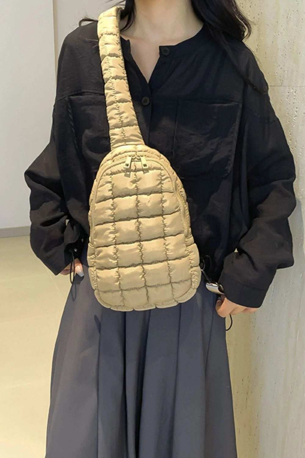 Quilted Nylon Crossbody Bag - Trendsi - Flyclothing LLC