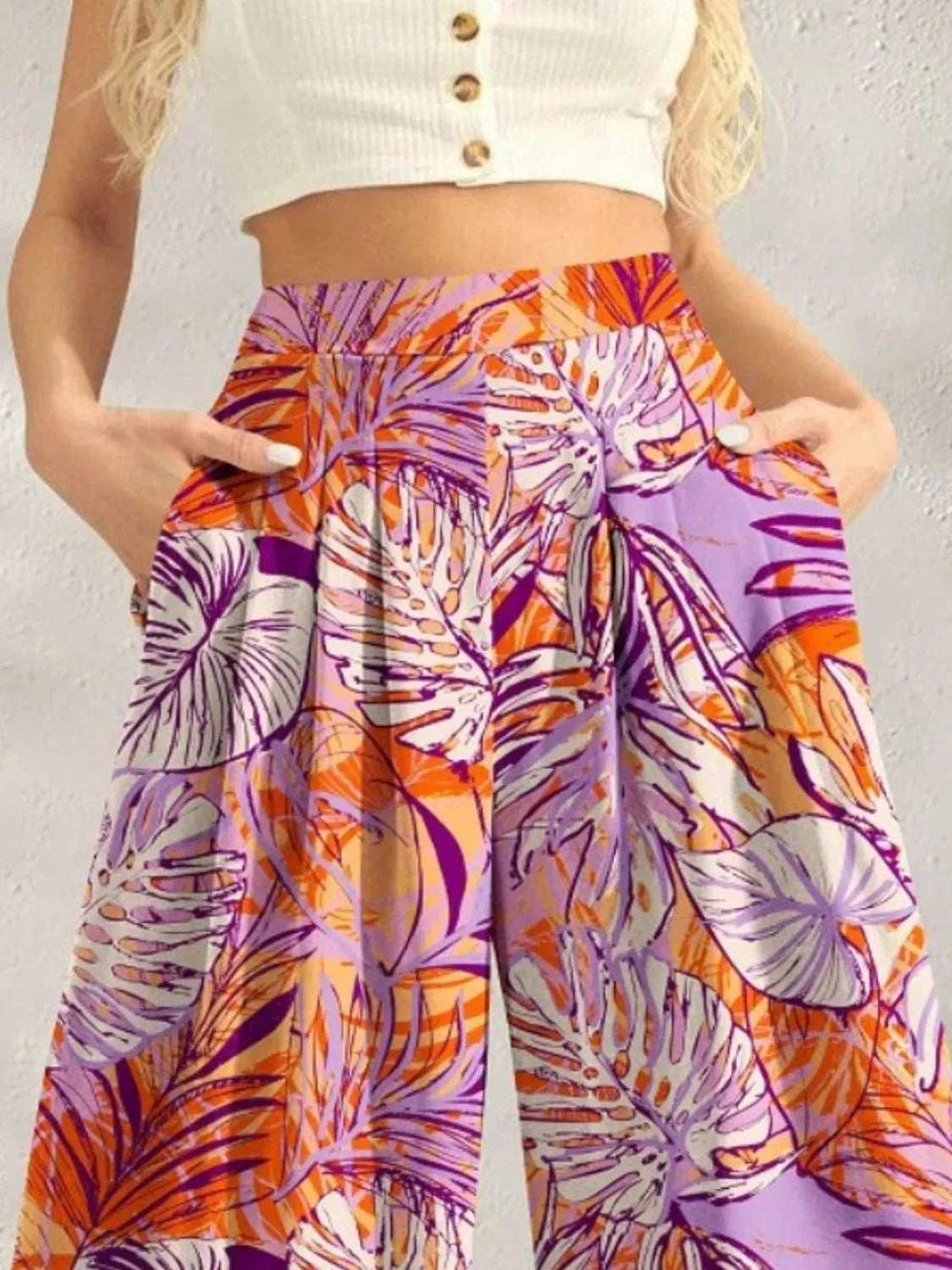 Printed Wide Leg Pants - Trendsi - Flyclothing LLC