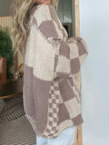 Plaid Open Front Long Sleeve Cardigan - Trendsi - Flyclothing LLC