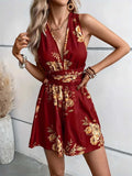 Crisscross Back Printed Romper - Trendsi - Flyclothing LLC