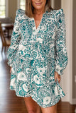 Plus Size Ruffled Printed Flounce Sleeve Dress - Trendsi - Flyclothing LLC