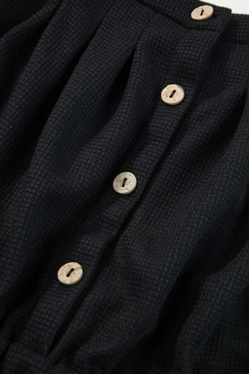 Knotted Straps Button Textured Drawstring Jumpsuit - Trendsi - Flyclothing LLC