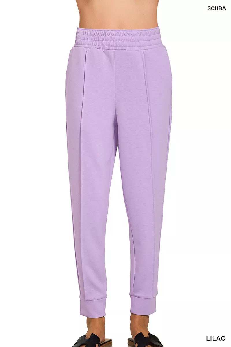 Zenana Scuba Mock Neck Sweatshirt and Joggers Set - Trendsi - Flyclothing LLC