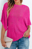 Scallop Edge Half Sleeve Pointelle Knit Top - Trendsi - Flyclothing LLC