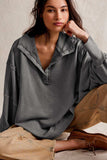 Exposed Seam Side Slit Long Sleeve Sweatshirt - Trendsi - Flyclothing LLC