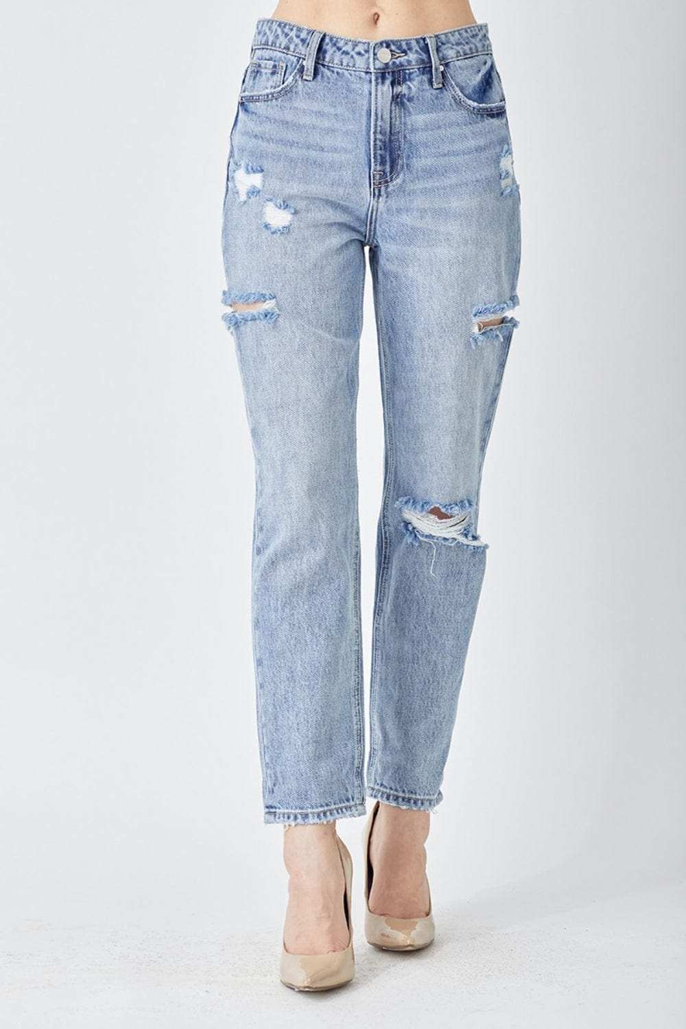 RISEN Distressed Slim Cropped Jeans - Trendsi - Flyclothing LLC