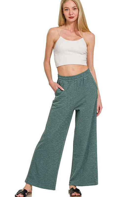 Zenana Cotton Slub Wide Leg Pants - Trendsi - Flyclothing LLC