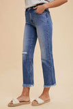 Annie Wear Distressed Raw Hem Straight Leg Cropped Jeans - Trendsi - Flyclothing LLC