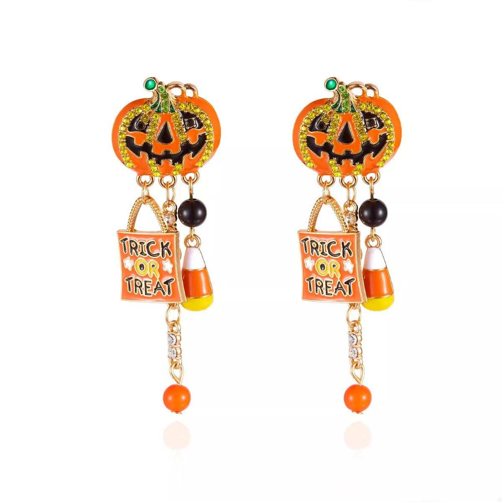 Halloween Rhinestone Pumpkin Drop Earrings - Trendsi - Flyclothing LLC