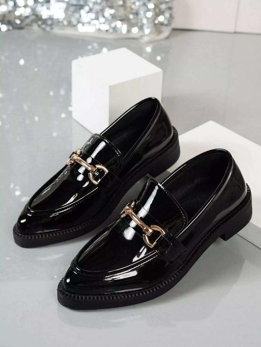 Point Toe Block Heels Loafers - Trendsi - Flyclothing LLC