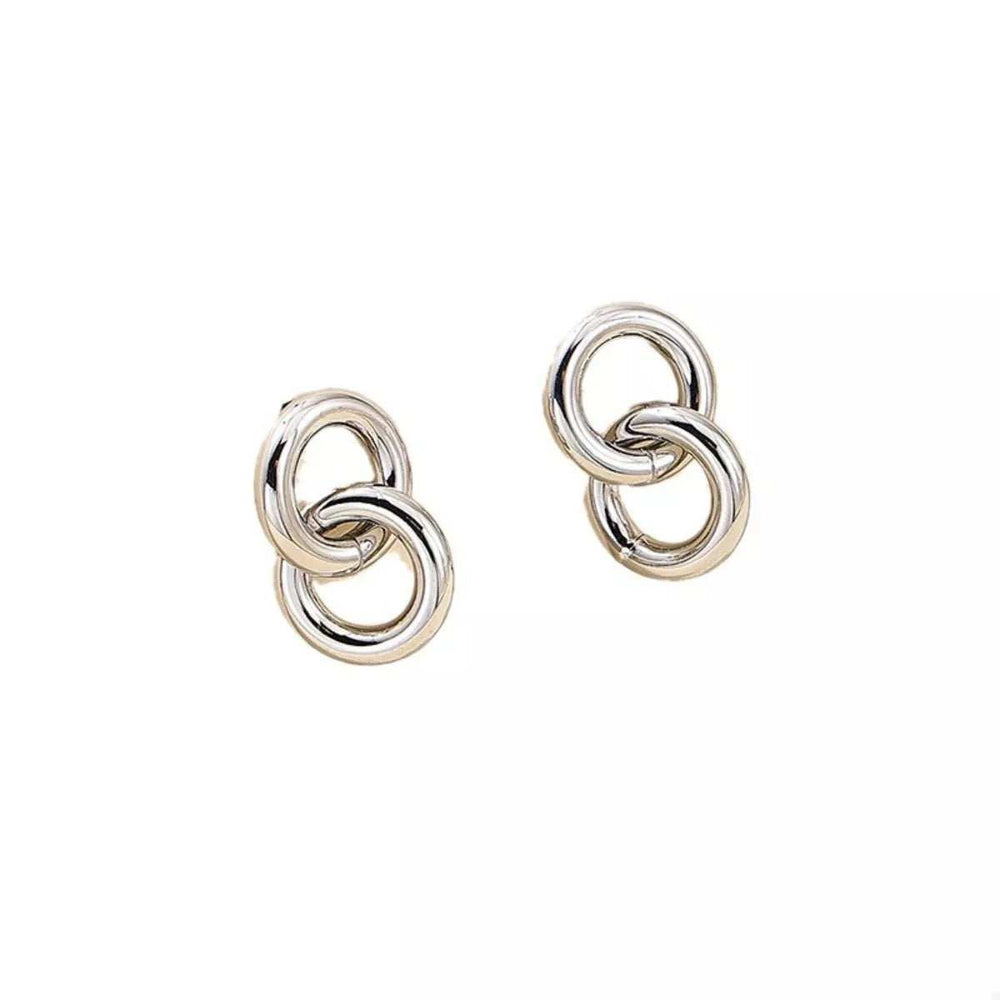 Interlocked Chain Link Stud Earrings - Trendsi - Flyclothing LLC