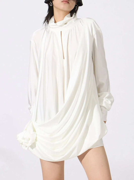 Ruched Long Sleeve Mini Dress - Trendsi - Flyclothing LLC
