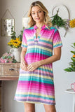 Heimish Full Size Striped Short Sleeve Mini Tee Dress Plus Size - Trendsi - Flyclothing LLC