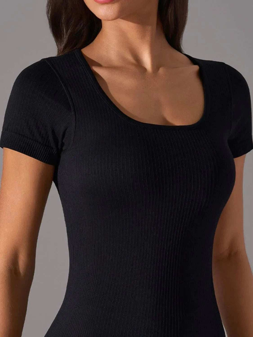 Square Neck Active T-Shirt with Detachable Chest Pads - Trendsi - Flyclothing LLC