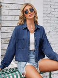 Button Up Long Sleeve Denim Jacket with Breast Pockets - Trendsi - Flyclothing LLC
