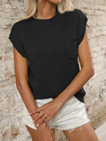Round Neck Cap Sleeve Knit Top - Trendsi - Flyclothing LLC