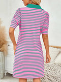 Contrast Striped Short Sleeve Mini Dress - Trendsi - Flyclothing LLC