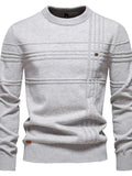 Men's Round Neck Striped Sweater - Trendsi - Flyclothing LLC