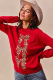 SO ME Sequins Bow Ribbon Embellished Christmas Sweater - Trendsi - Flyclothing LLC