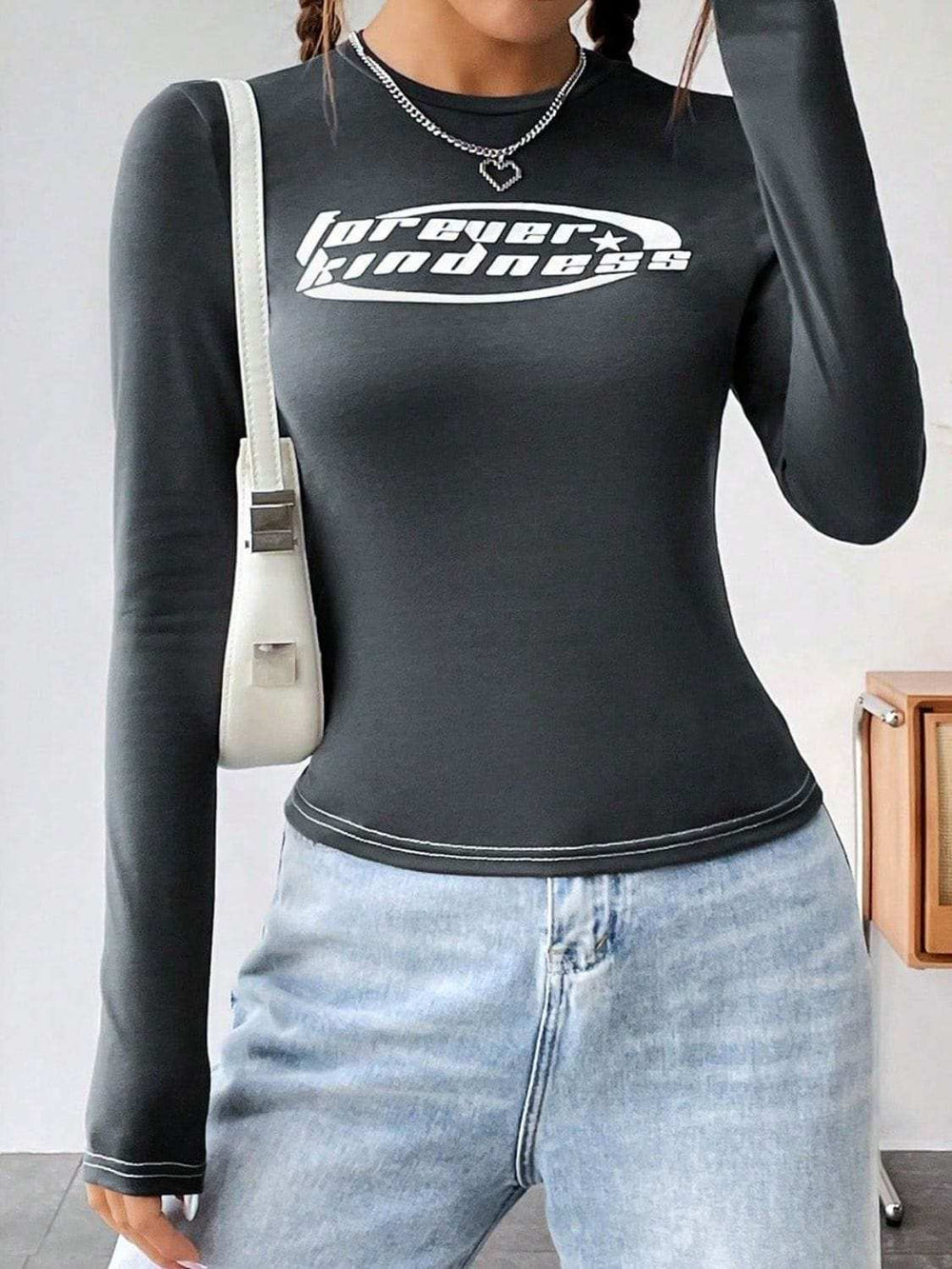 Letter Graphic Round Neck Long Sleeve T-Shirt - Trendsi - Flyclothing LLC