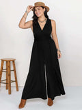 Plus Size V-Neck Wide Leg Jumpsuit - Trendsi - Flyclothing LLC