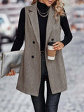 Buttoned Collared Neck Longline Vest Coat - Trendsi - Flyclothing LLC