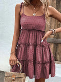 Frill Spaghetti Strap Tiered Dress - Trendsi - Flyclothing LLC