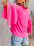 V-Neck Half Sleeve Blouse - Trendsi - Flyclothing LLC