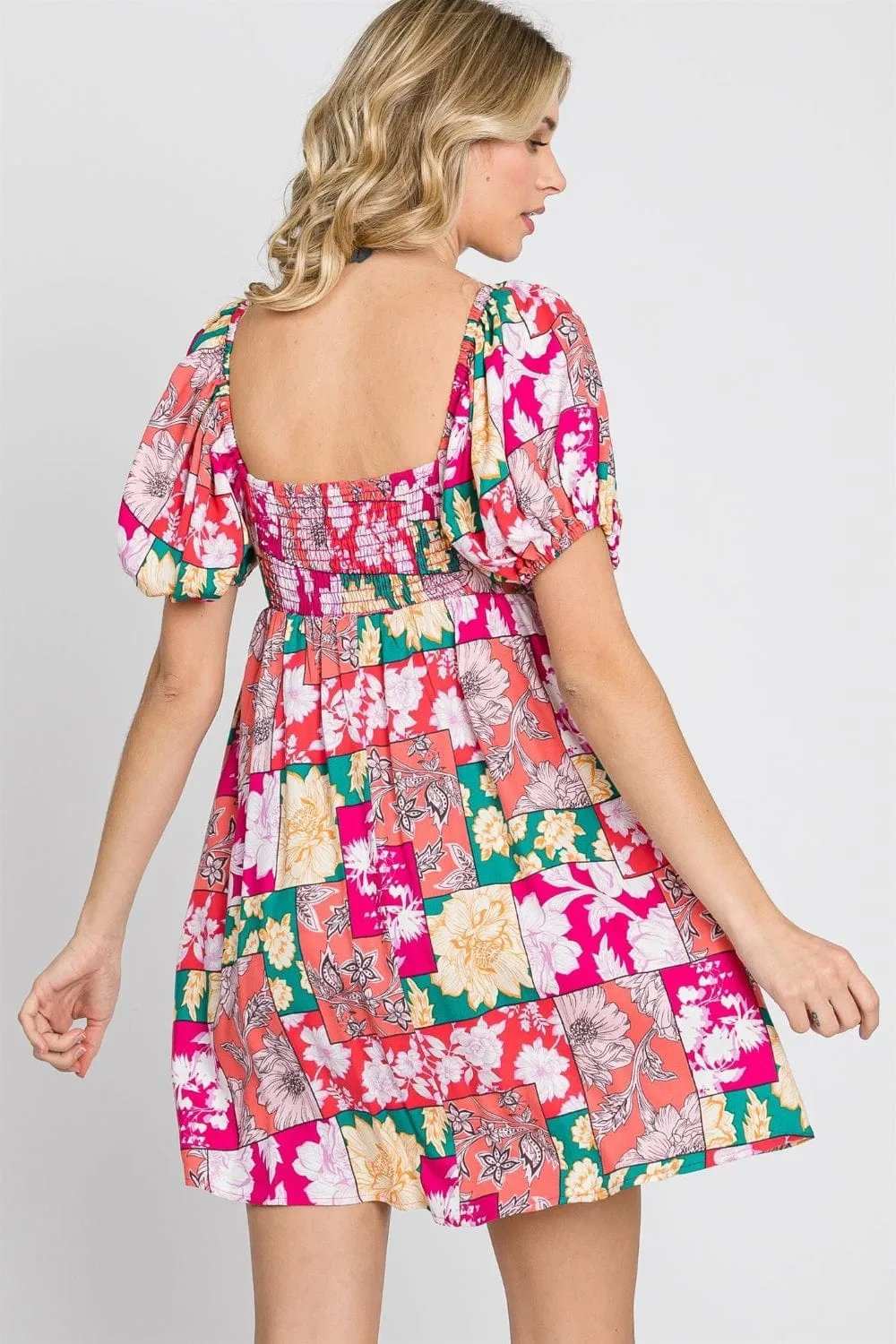 GeeGee Floral Ruff Sleeve Mini Dress - Trendsi - Flyclothing LLC