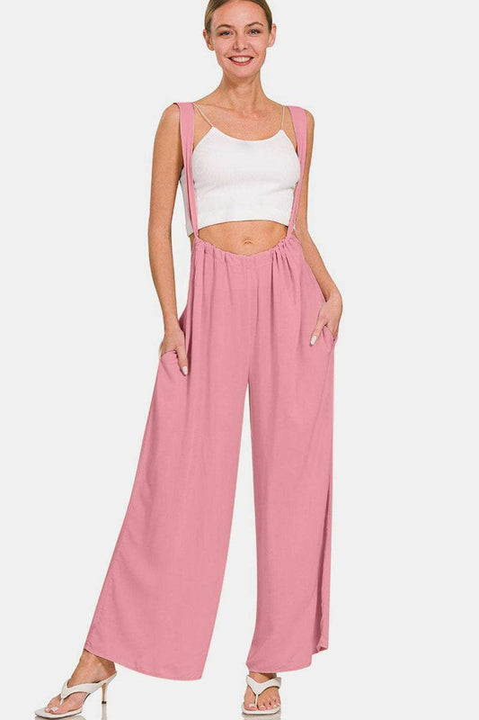 Zenana Pocketed Wide Strap Wide Leg Overalls - Trendsi - Flyclothing LLC