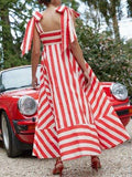 Striped Square Neck Wide Strap Dress - Trendsi - Flyclothing LLC