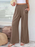 Elastic Waist Wide Leg Pants - Trendsi - Flyclothing LLC