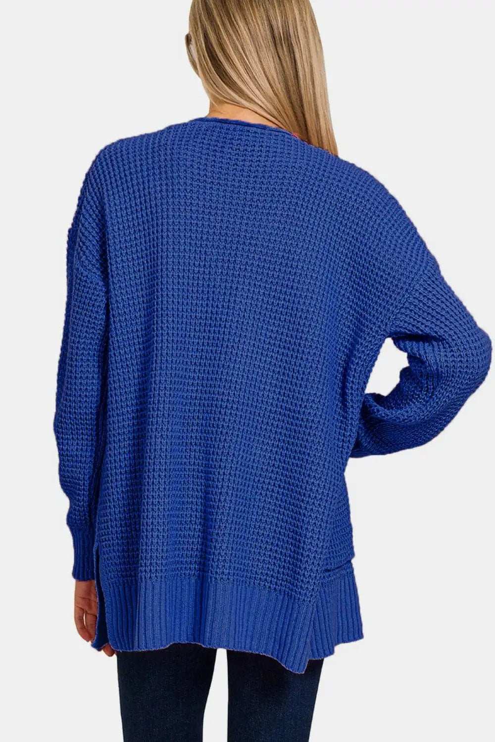 Zenana Waffle Open Front Sweater Cardigan - Trendsi - Flyclothing LLC