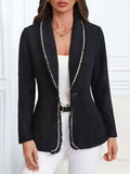 Single-Breasted Lapel Collar Blazer - Trendsi - Flyclothing LLC