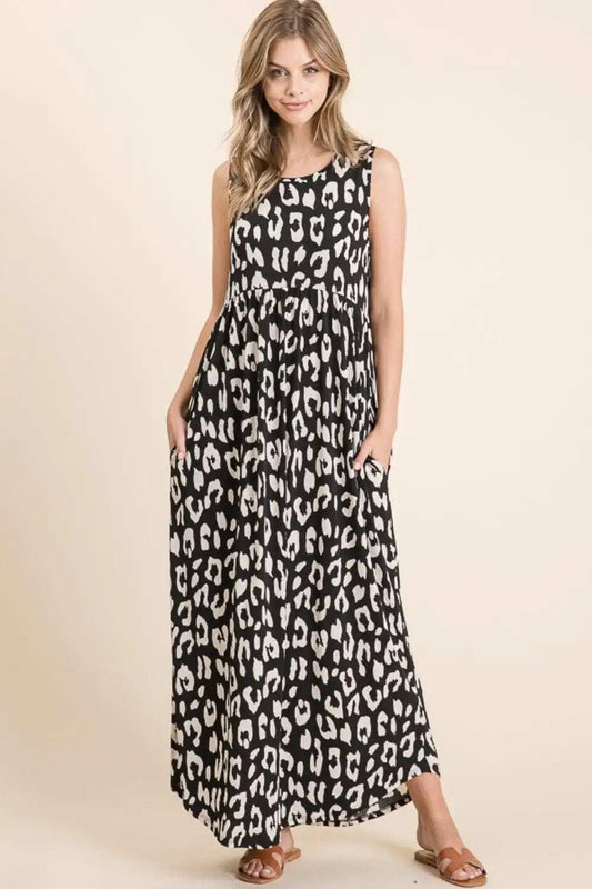 BOMBOM Leopard Maxi Dress with Pockets - Trendsi - Flyclothing LLC