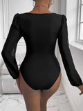 Sweetheart Neck Long Sleeve Bodysuit - Trendsi - Flyclothing LLC