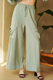 Davi & Dani Drawstring Ruched Detail Wide Leg Pants - Trendsi - Flyclothing LLC