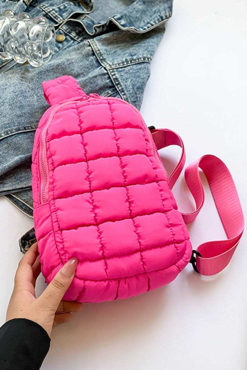Quilted Nylon Crossbody Bag - Trendsi - Flyclothing LLC