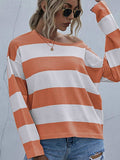 Striped Casual Long Sleeve Knit Top - Trendsi - Flyclothing LLC