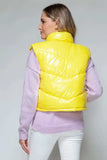 Snobbish Zip Up Turtleneck Shiny Quilted Vest - Trendsi - Flyclothing LLC