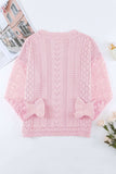 Openwork Round Neck Long Sleeve Sweater - Trendsi - Flyclothing LLC