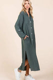 Mittoshop Airflow V-Neck Long Sleeve Button Down Maxi Dress - Trendsi - Flyclothing LLC