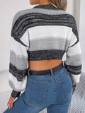 Cropped Striped Color Block Drop Shoulder Sweater - Trendsi - Flyclothing LLC