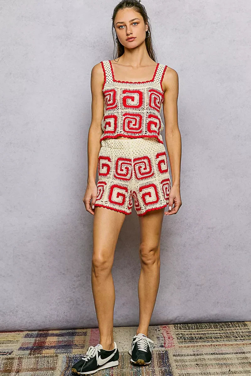 POL Handmade Crochet Cropped Tank with Granny Square Pattern - Trendsi - Flyclothing LLC