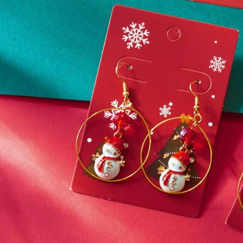 18K Gold-Plated Christmas Snowman Earrings - Trendsi - Flyclothing LLC