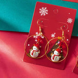 18K Gold-Plated Christmas Snowman Earrings - Trendsi - Flyclothing LLC
