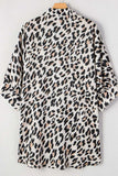 Leopard Print Buttoned 3/4 Sleeve Loose Fit Shirt - Trendsi - Flyclothing LLC