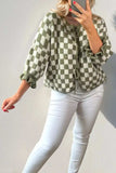 Double Take Tied Checkered Dropped Shoulder Flounce Sleeve Cardigan - Trendsi - Flyclothing LLC
